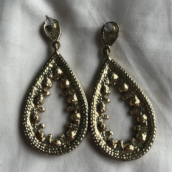 Silver with clear and black rhinestones dangle earrings - Picture 4 of 4
